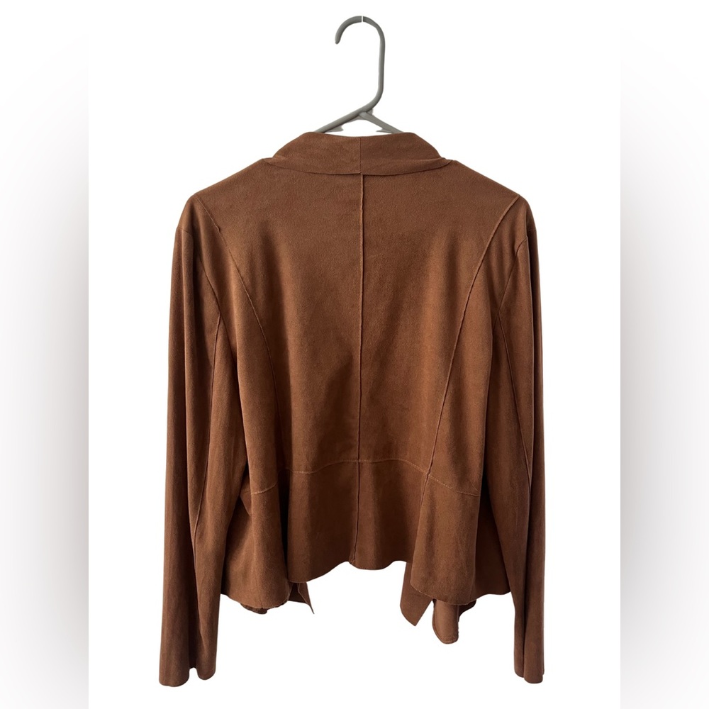 NWOT Sofia Vergara Brown Faux Suede Jacket with Zipper Pockets- Size Large - Picture 2 of 3